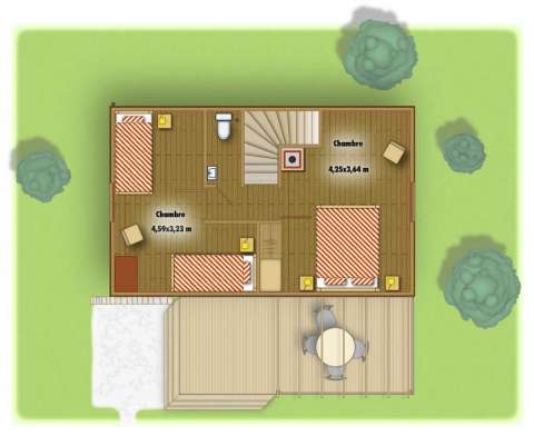Chalet 2 chambres : étage